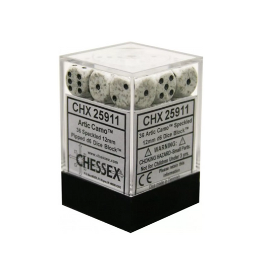 CHESSEX SPECKLED 12MM D6 DICE BLOCKS WITH PIPS (36 DICE) - ARCTIC CAMO