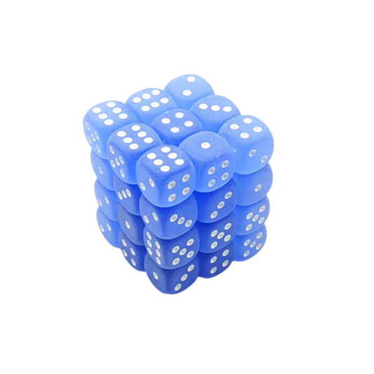 Chessex Signature 12mm d6 with pips Dice Blocks (36 Dice) - Frosted Blue w/white